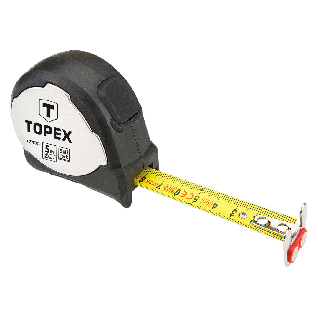 Topex 27C375 acél mérőszalag, mágneses, 5 m / 22 mm termék fő termékképe