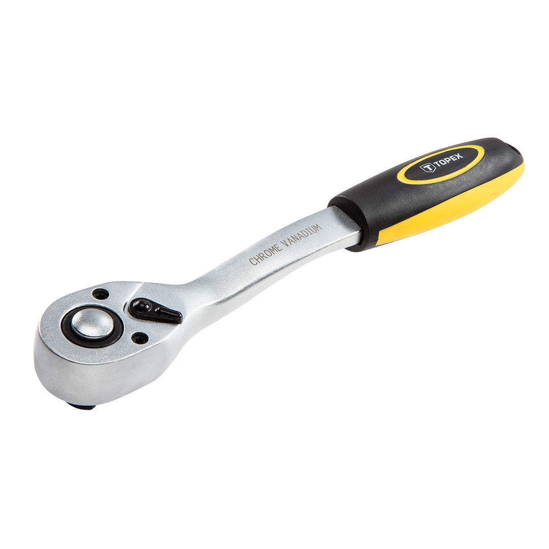 Topex 38D542 hajlított, racsnis hajtókar, 1/2"-os, 72-fogú, CrV acél, 255 mm termék fő termékképe