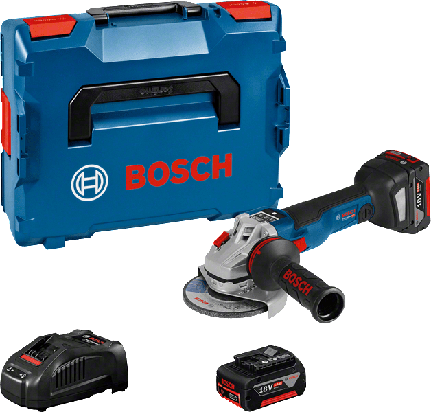 Bosch GWS 18V-10 SC akkus sarokcsiszoló (2 x 5.0 Ah Li-ion akkuval, L-BOXX-ban) termék fő termékképe